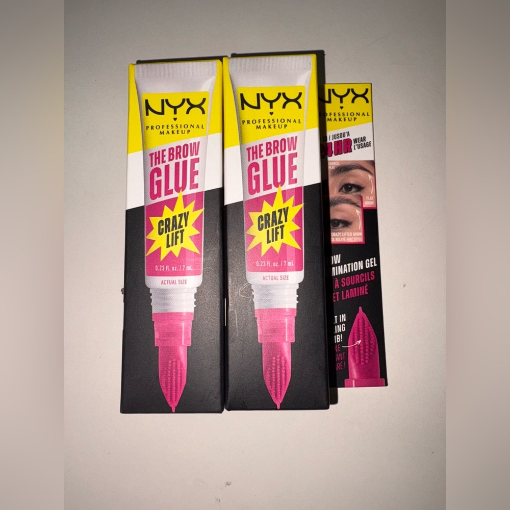 NYX Brow Glue with Pink and Black Packaging